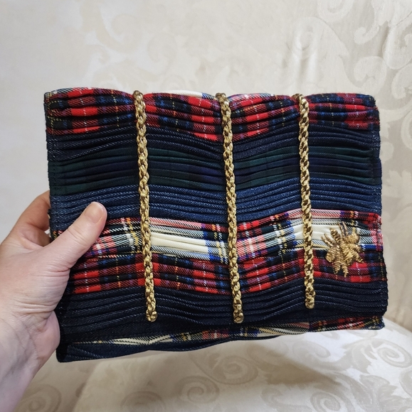 SANAY1313 Mattia Embroidered Tartan Clutch – Made in Italy – NWT $836 Retail - Picture 7 of 16